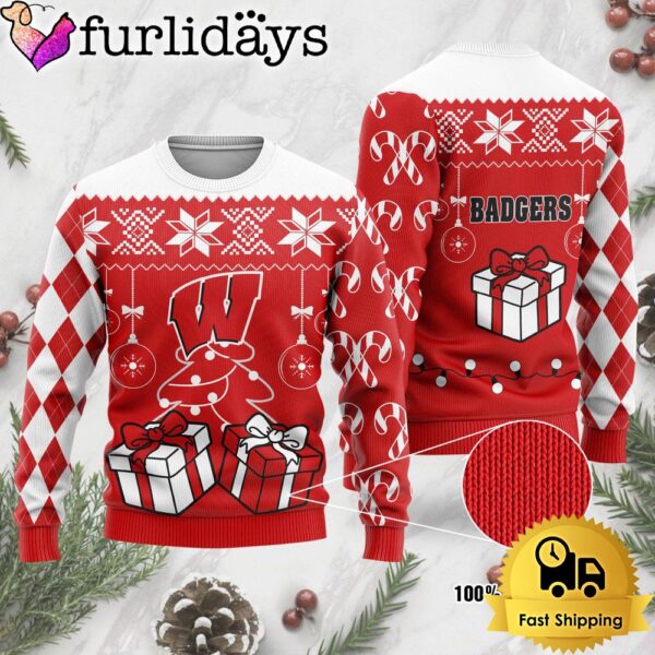 NCAA Wisconsin Badgers Tree Christmas Ugly Sweater