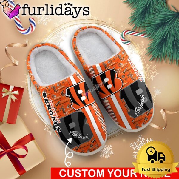 NFL Cincinnati Bengals Team Pattern Logo House Slippers 3D Personalized