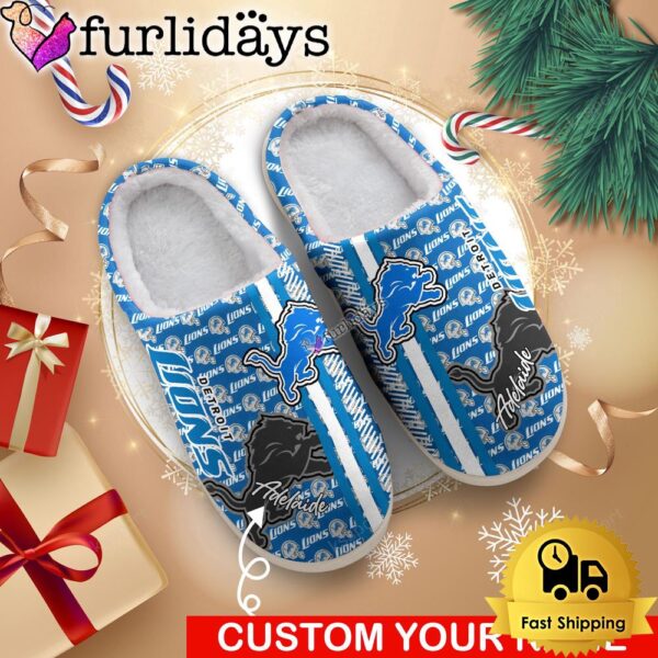 NFL Detroit Lions Team Pattern Logo House Slippers 3D Personalized