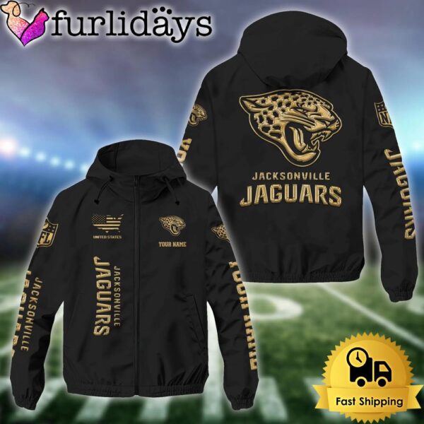 NFL Jacksonville Jaguars Football American Flag Custom Windbreaker Jacket