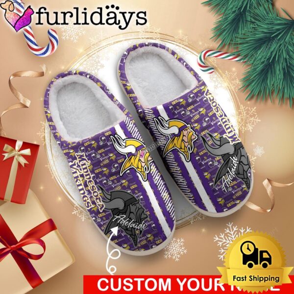 NFL Minnesota Vikings Team Pattern Logo House Slippers 3D Personalized