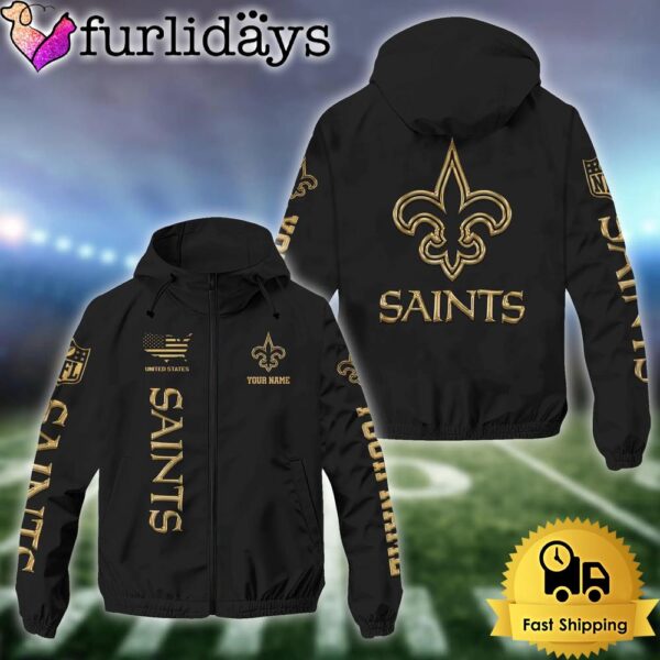 NFL New Orleans Saints Football American Flag Custom Windbreaker Jacket