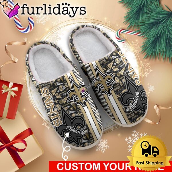 NFL New Orleans Saints Team Pattern Logo House Slippers 3D Personalized