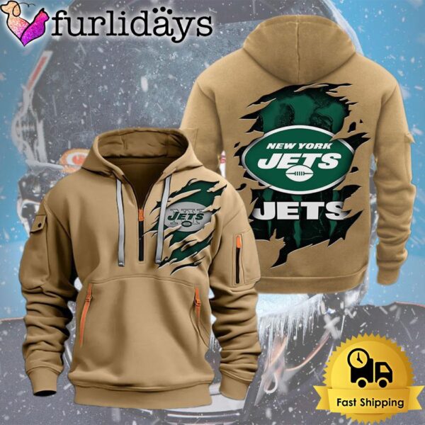 NFL New York Jet Logo Team Quarter Zip Hoodie