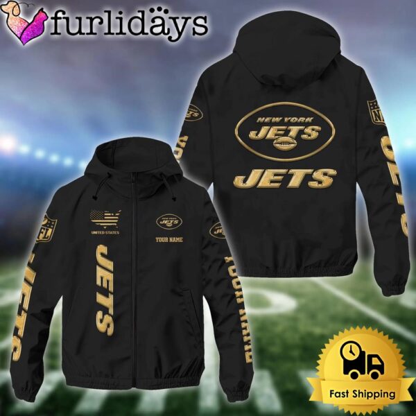 NFL New York Jets Football American Flag Custom Windbreaker Jacket