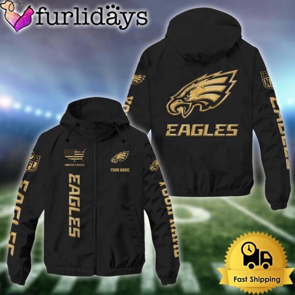 NFL Philadelphia Eagles Football American Flag Custom Windbreaker Jacket