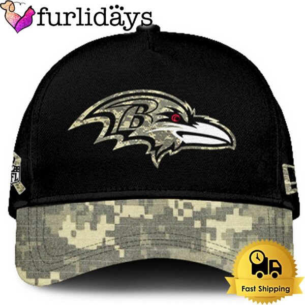 Baltimore Ravens 2024 Salute to Service Club Black Camo Cap Gift For Veteran