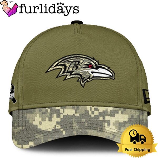 Baltimore Ravens 2024 Salute to Service Club Green Camo Cap Gift For Veteran