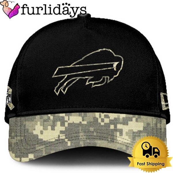 Buffalo Bills 2024 Salute to Service Club Black Camo Cap Gift For Veteran