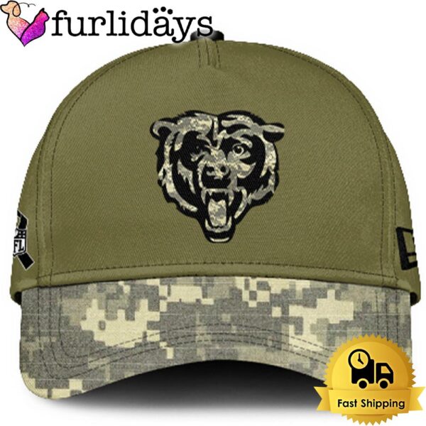 Chicago Bears 2024 Salute to Service Club Green Camo Cap Gift For Veteran