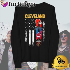 Cleveland Sport Team American Flag T Shirt