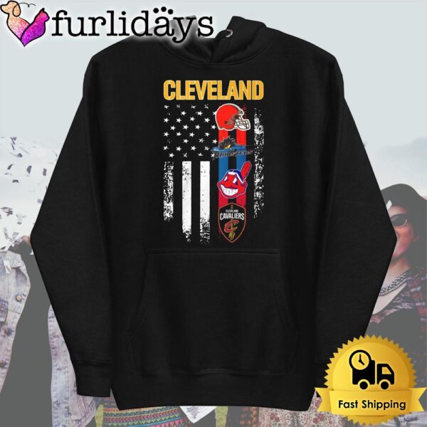 Cleveland Sport Team American Flag T Shirt