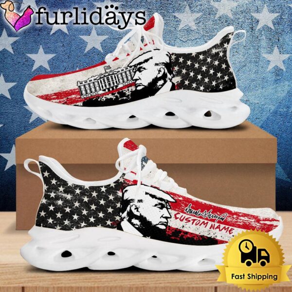 Custom Name President Donald Trump With Flag US Max Soul Shoes