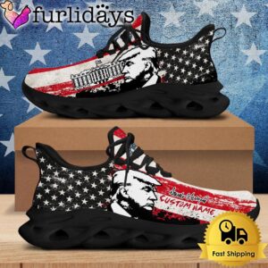 Custom Name President Donald Trump With Flag US Max Soul Shoes