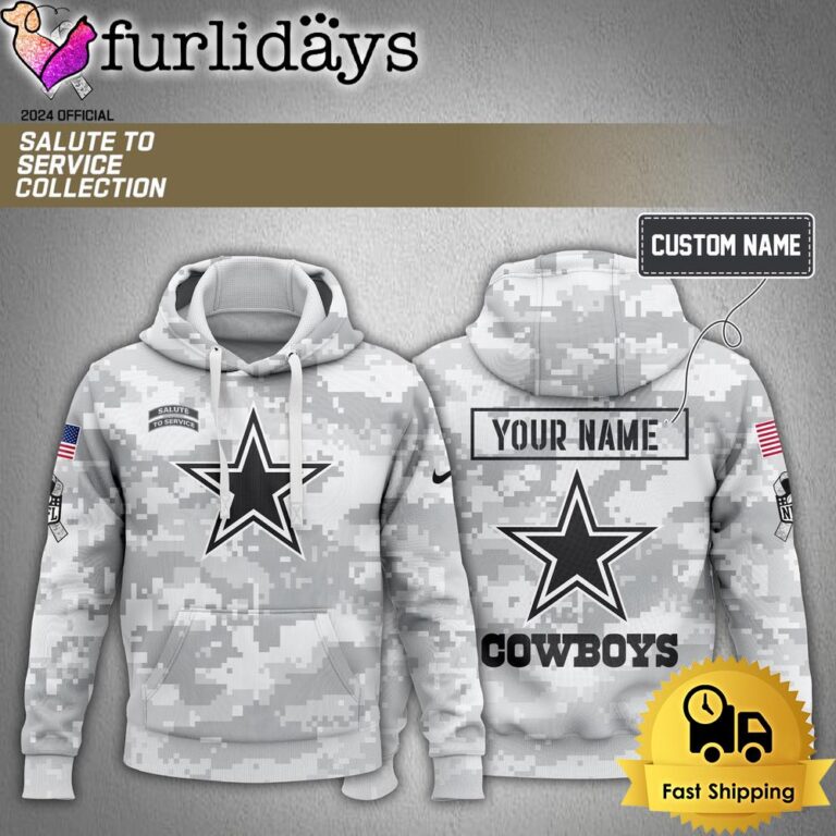 Custom NFL Dallas Cowboys Arctic Camo 2024 Salute to Service Hoodie