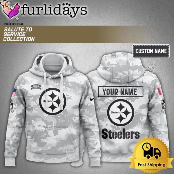 Custom NFL Pittsburgh Steelers Arctic Camo 2024 Salute to Service Hoodie