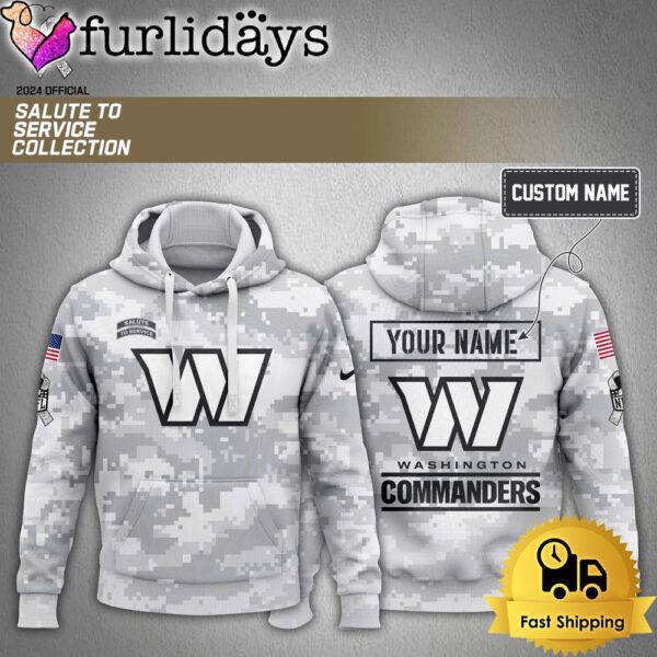 Custom NFL Washington Commanders Arctic Camo 2024 Salute to Service Hoodie