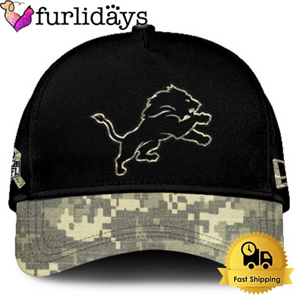 Detroit Lions 2024 Salute to Service Club Black Camo Cap Gift For Veteran