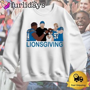 Detroit Lions Amon Ra St Brown 14 Aidan Hutchinson 97 Lionsgiving Funny T Shirt