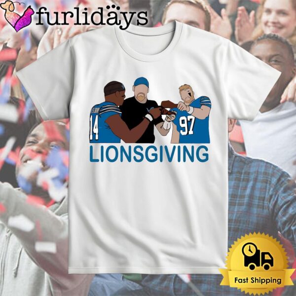 Detroit Lions Amon Ra St Brown 14 Aidan Hutchinson 97 Lionsgiving Funny T Shirt