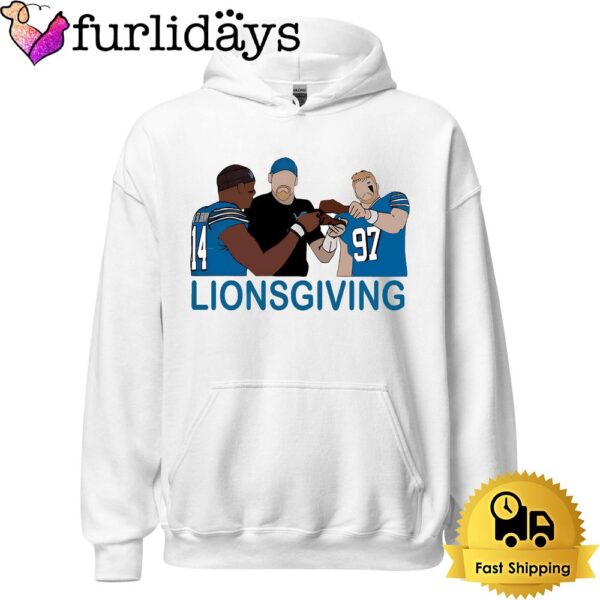 Detroit Lions Amon Ra St Brown 14 Aidan Hutchinson 97 Lionsgiving Funny T Shirt