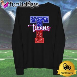 Huston Texans Football Glitter Texans Logo T Shirt