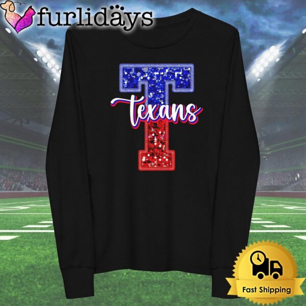 Huston Texans Football Glitter Texans Logo T Shirt