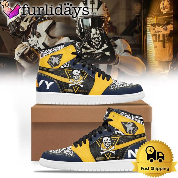 Jolly Rogers Navy Midshipmen Air Jordan 1 Shoes