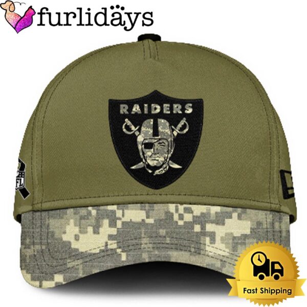 Las Vegas Raiders 2024 Salute to Service Club Green Camo Cap Gift For Veteran