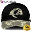 Los Angeles Rams 2024 Salute to Service Club Black Camo Cap Gift For Veteran