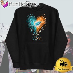 Miami Dolphins Crystal Heart T Shirt