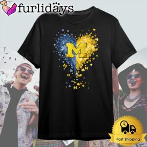 Michigan Wolverines Crystal Heart T Shirt