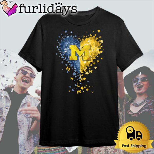 Michigan Wolverines Crystal Heart T Shirt