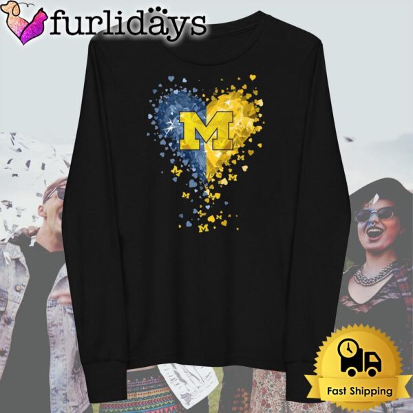 Michigan Wolverines Crystal Heart T Shirt