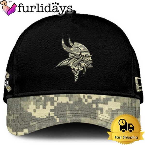 Minnesota Vikings 2024 Salute to Service Club Black Camo Cap Gift For Veteran