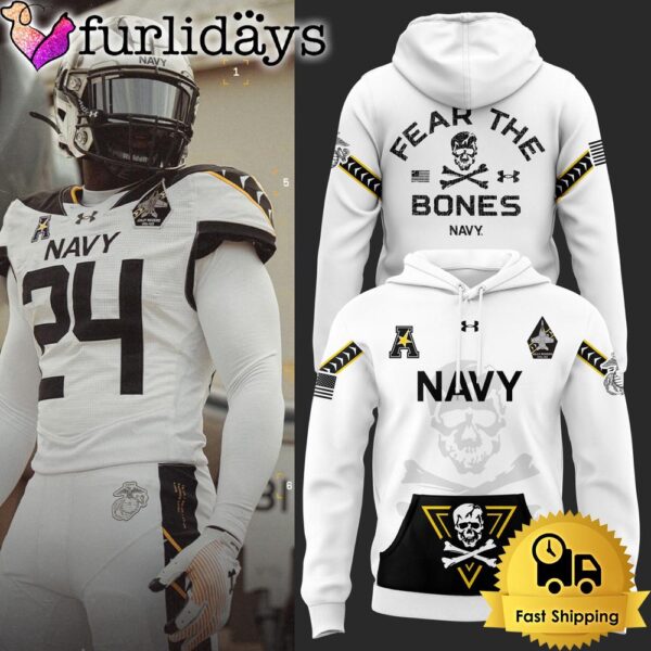 Navy Midshipmen Fear The Bones Skull And Crossbones Hoodie