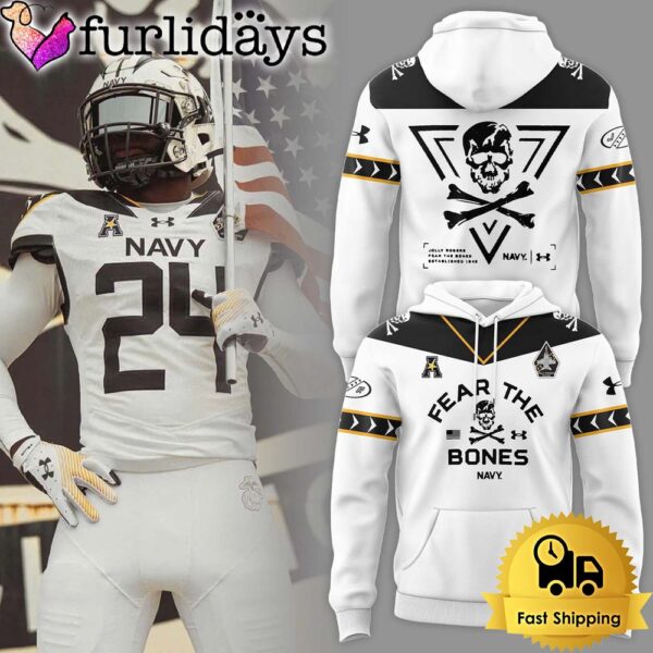 Navy Midshipmen Fear The Bones White Hoodie