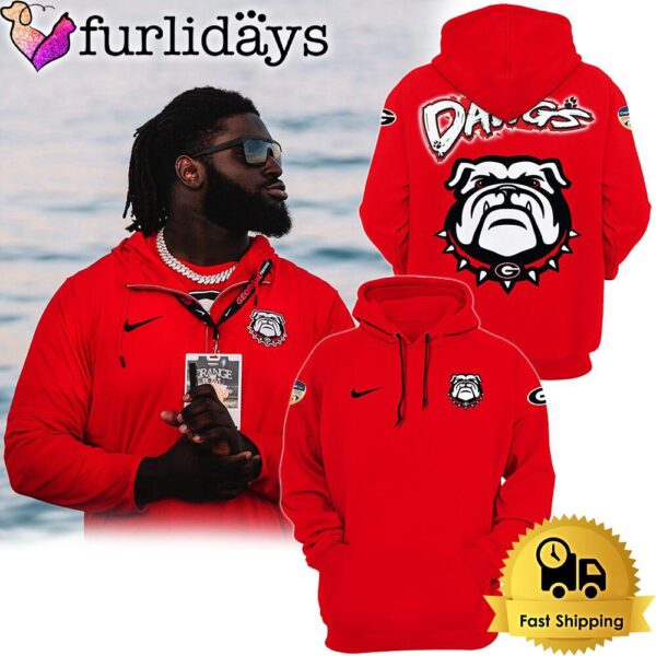 NCAA Georgia Bulldogs Mascot Dawgs Logo Red Hoodie