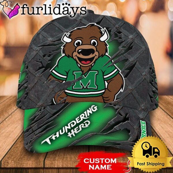 NCAA Marshall Thundering Herd 3D Mascot Custom Baseball Cap