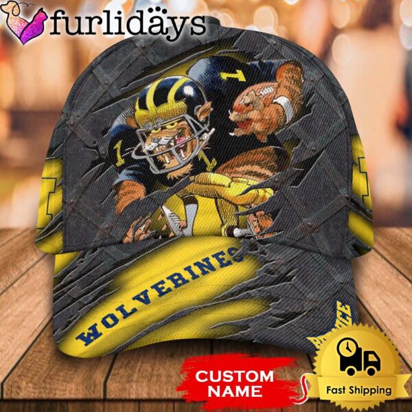 NCAA Michigan Wolverines 3D Mascot Custom Baseball Cap