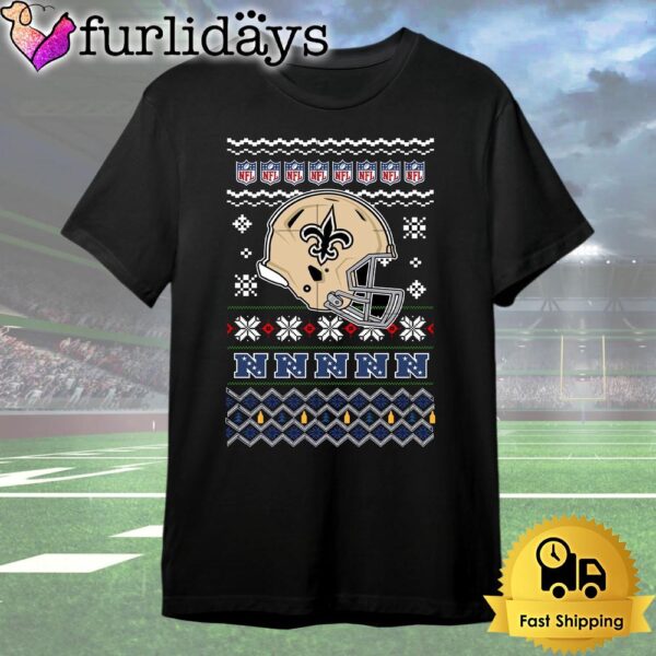 New Orleans Saints Helmet Team Christmas T Shirt