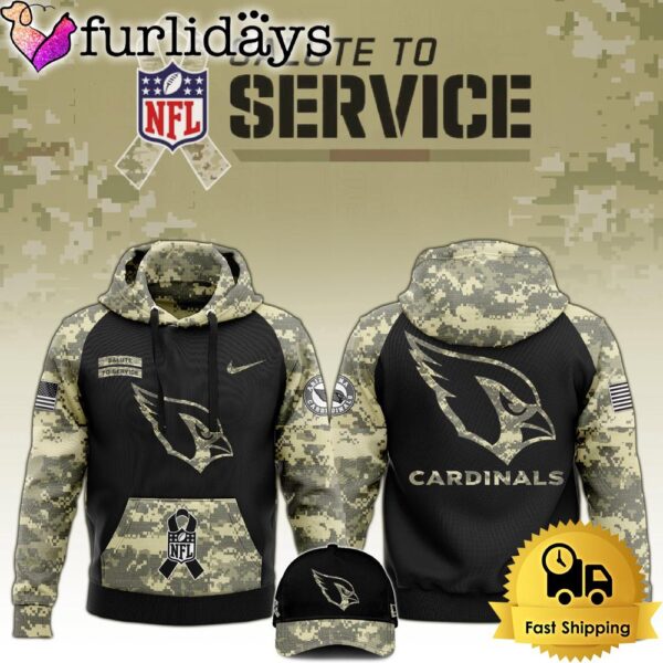 NFL Arizona Cardinals 2024 Salute to Service Club Black Camo Hoodie Best Veterans Day Gift