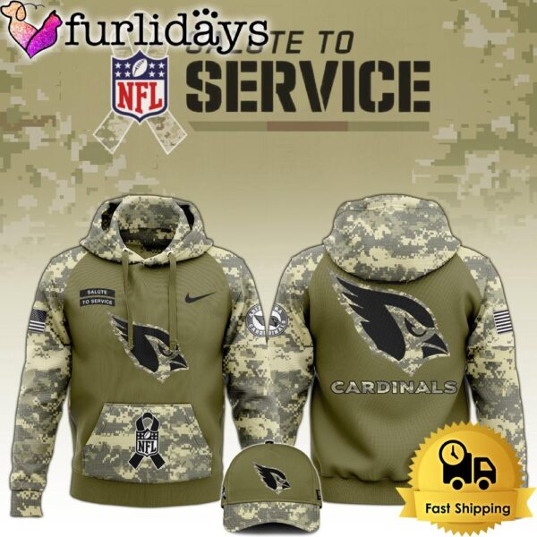 NFL Arizona Cardinals 2024 Salute to Service Club Green Camo Hoodie Best Veterans Day Gift