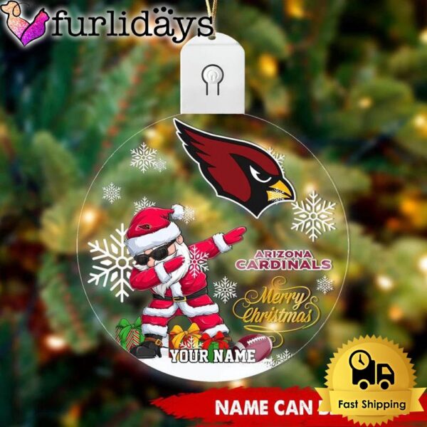 NFL Arizona Cardinals Dabbing Santa Custom Circle Led Acrylic Ornament