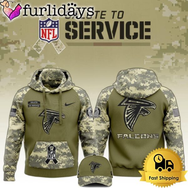 NFL Atlanta Falcons 2024 Salute to Service Club Green Camo Hoodie Best Veterans Day Gift