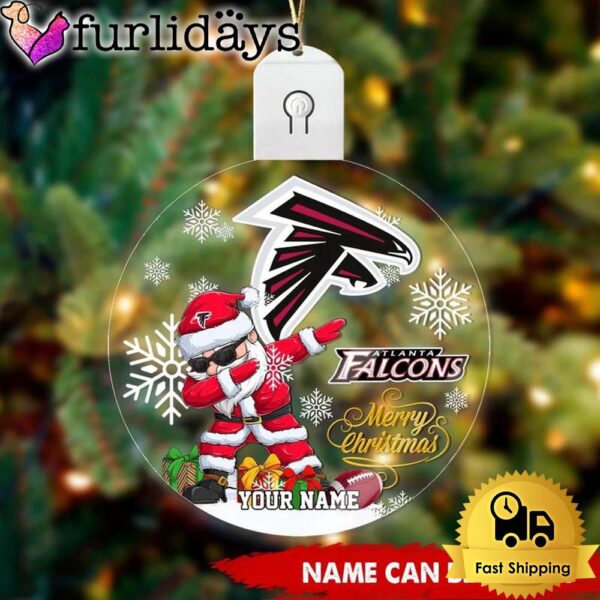 NFL Atlanta Falcons Dabbing Santa Custom Circle Led Acrylic Ornament