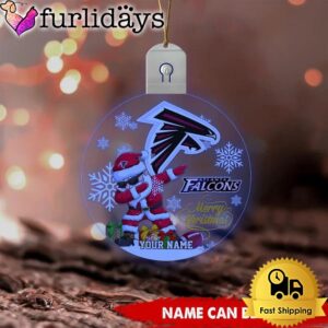 NFL Atlanta Falcons Dabbing Santa Custom Circle Led Acrylic Ornament