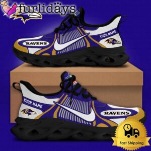 NFL Baltimore Ravens Blue White Stripes Logo Custom Clunky Max Soul Shoes