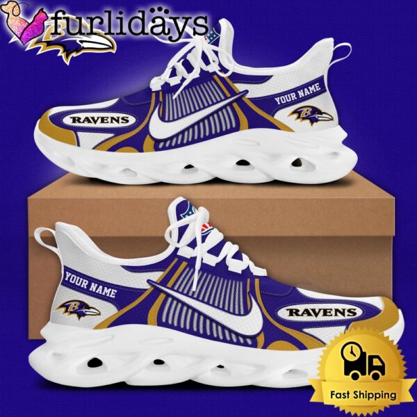 NFL Baltimore Ravens Blue White Stripes Logo Custom Clunky Max Soul Shoes