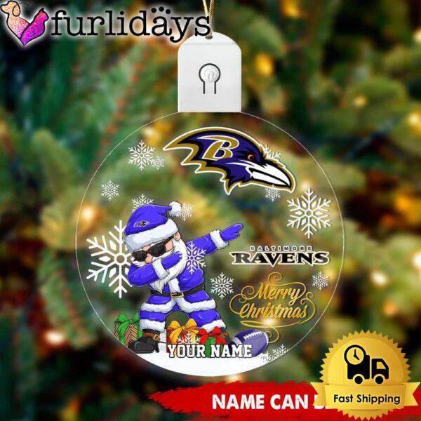 NFL Baltimore Ravens Dabbing Santa Circle Led Acrylic Ornament